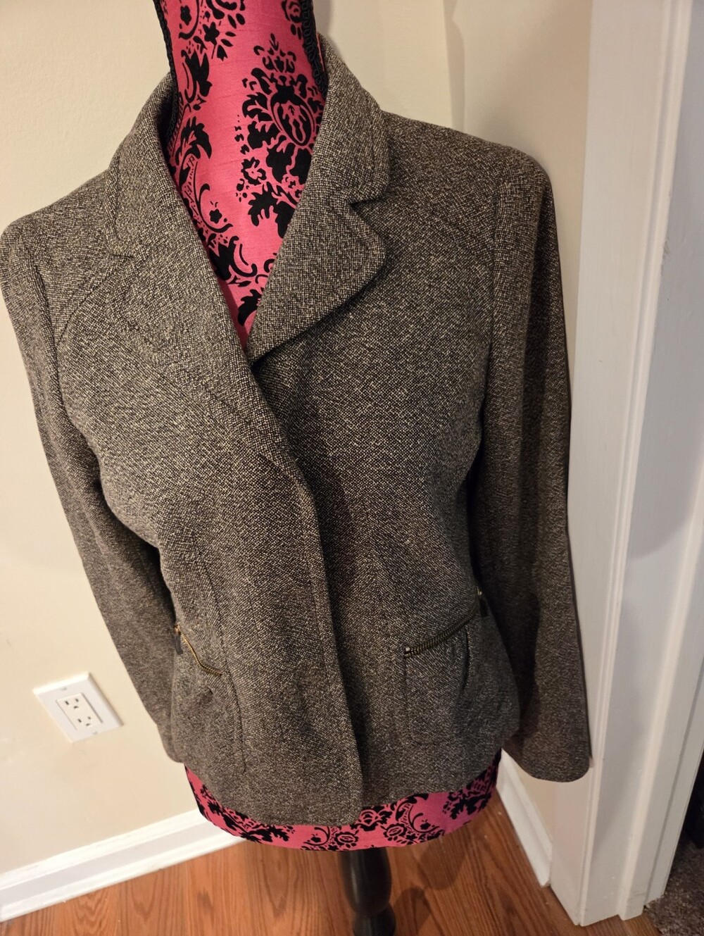 Ann Klein Womens Tweed Blazer Jacket 8P Like New